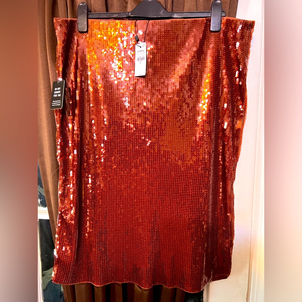 Super High waisted Sequined Midi Skirt Size XL